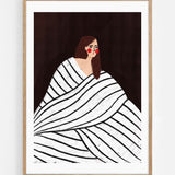 The woman with black and white stripes