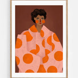 The woman with the orange dots