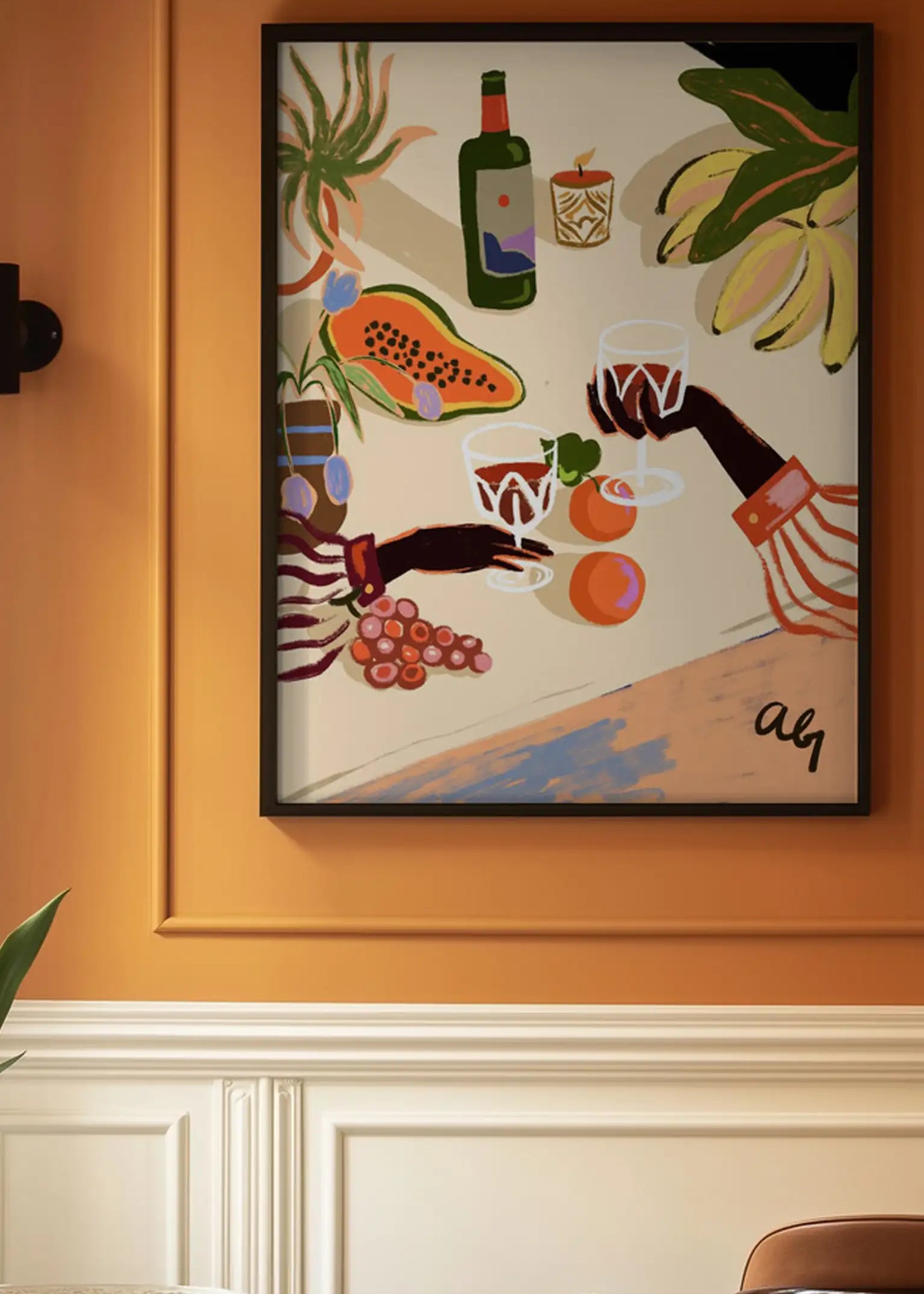 Cheers to you by Arty Guava — framed art print in interior | Decollective