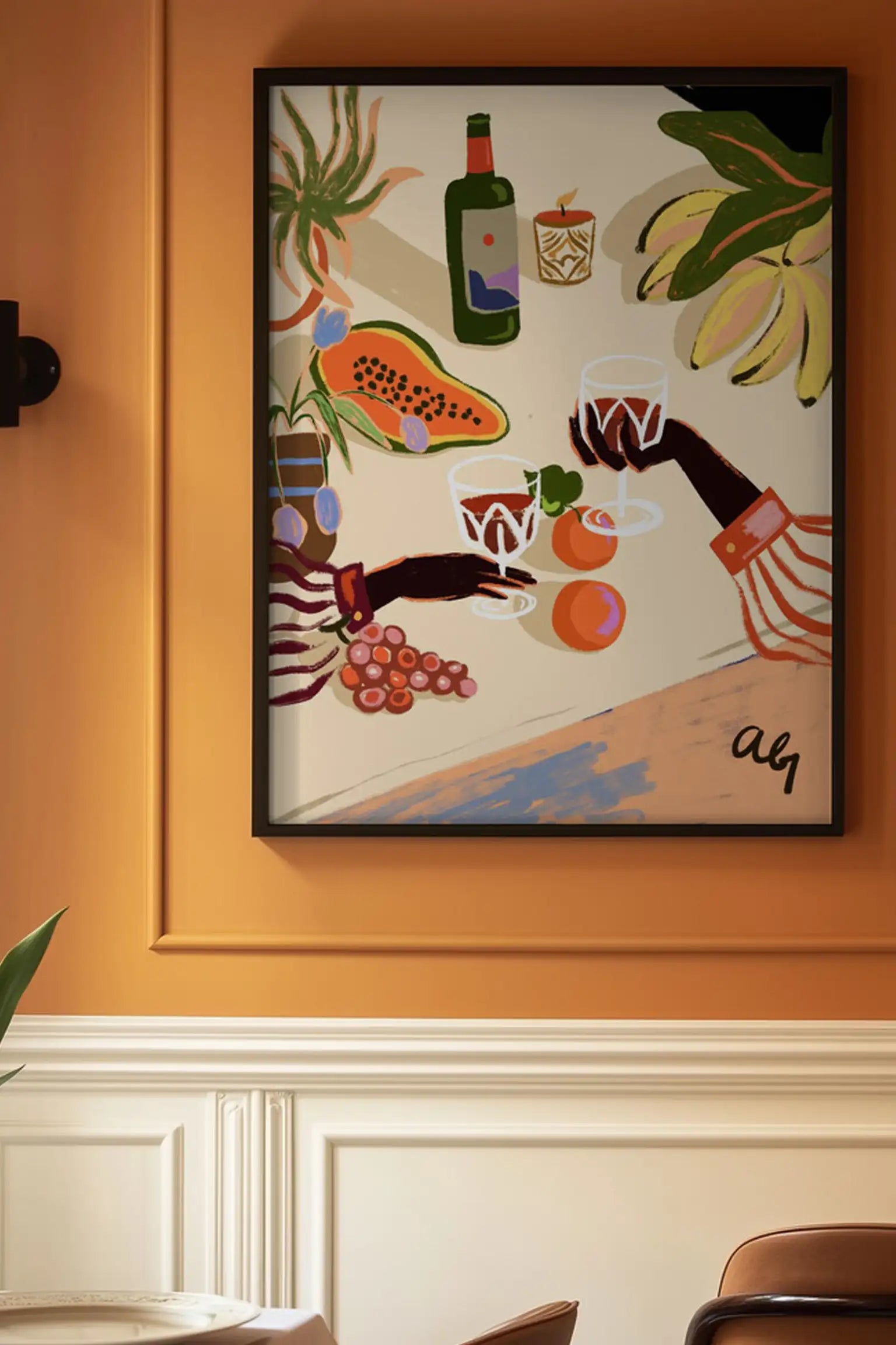 Cheers to you by Arty Guava — framed art print in interior | Decollective