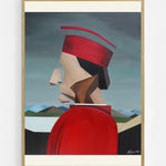Abstract Red Profile art print by Alexander Trifonov in an oak frame