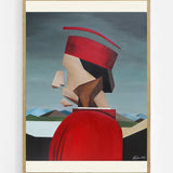 Abstract Red Profile art print by Alexander Trifonov in an oak frame