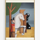 Strategic Chess Knight art print by Alexander Trifonov in an oak frame