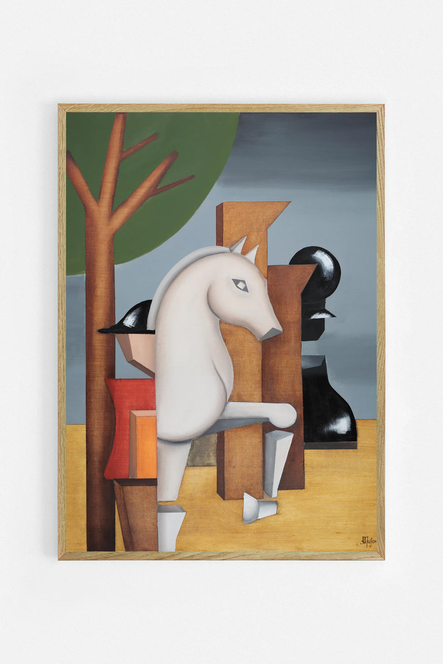 Strategic Chess Knight art print by Alexander Trifonov in an oak frame