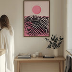 Pink Sun Abstract Horizon by Little Dean — framed art print in interior | Decollective