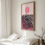 Pink Sun Abstract Horizon by Little Dean — framed art print in interior | Decollective