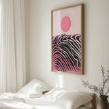 Pink Sun Abstract Horizon by Little Dean — framed art print in interior | Decollective