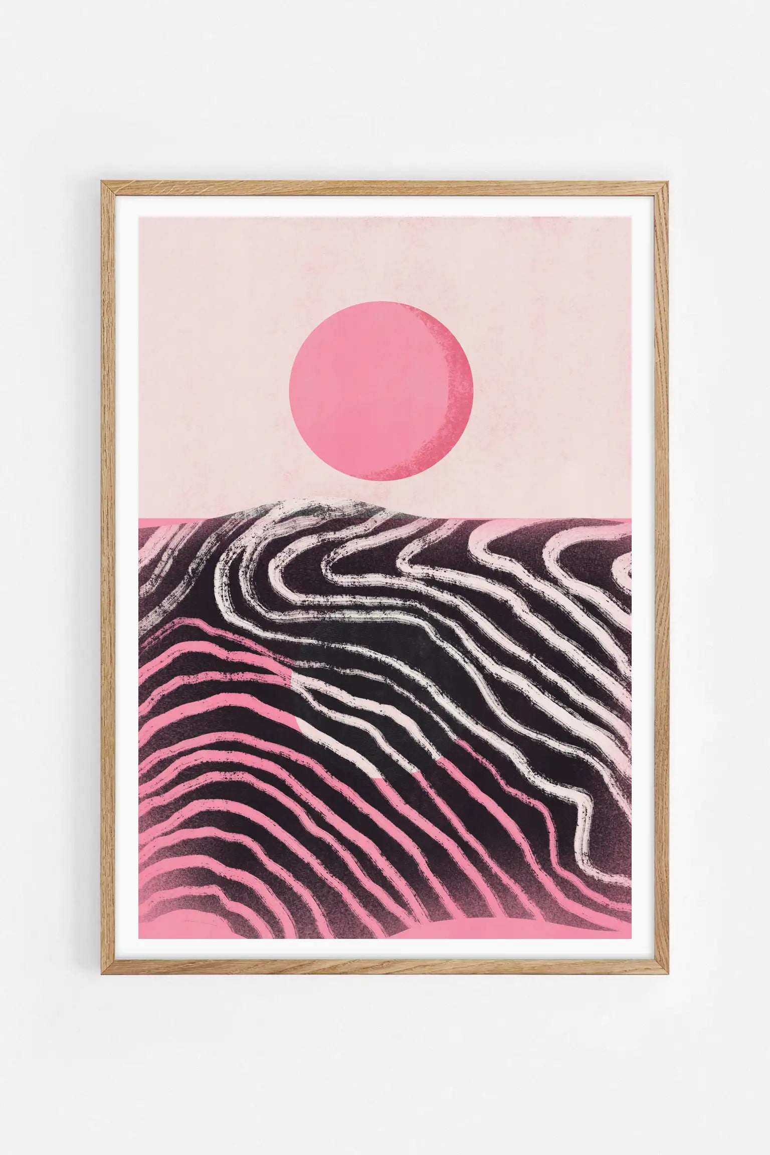 Pink Sun Abstract Horizon — Illustration art print by Little Dean | Buy wall art online | Decollective
