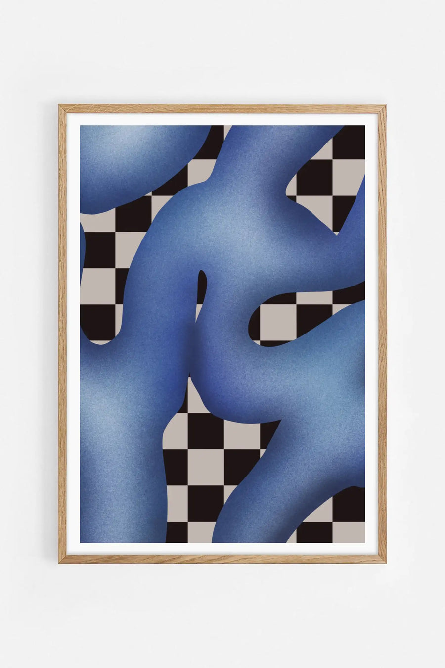 Fluid Blue Checkers — Illustration art print by Little Dean | Buy wall art online | Decollective