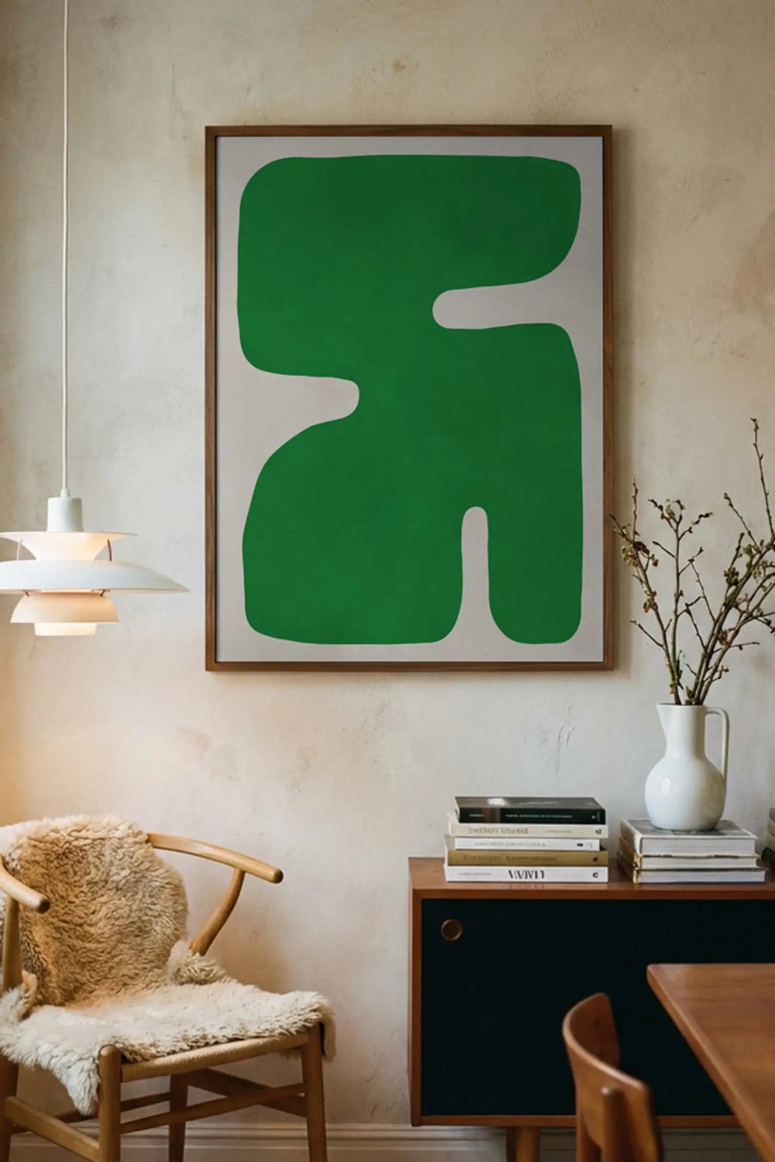 Modern Organic Green by Vitor Costa — framed art print in interior | Decollective