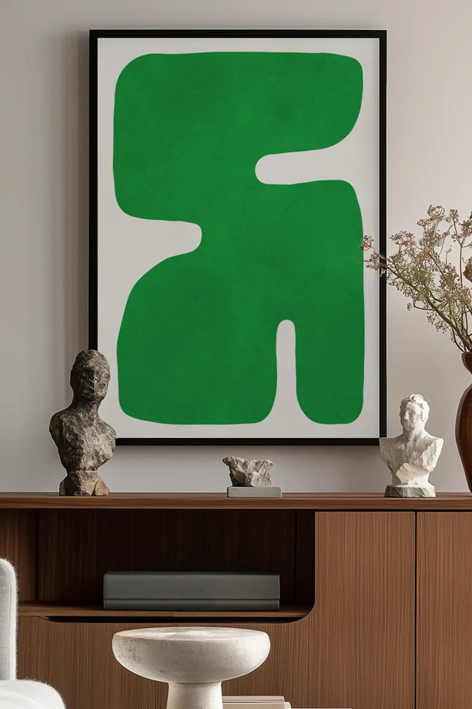 Modern Organic Green by Vitor Costa — framed art print in interior | Decollective