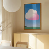 Pink Fluffy Cloud by Little Dean — framed art print in interior | Decollective