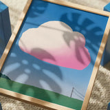 Pink Fluffy Cloud by Little Dean — framed art print in interior | Decollective