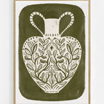 Botanical Folk Vase art print by Dirkie Nell in an oak frame