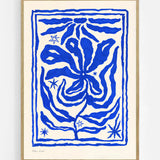Blue Bloom art print by Eden Kalif in an oak frame