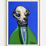 Surreal Skull Figure - Striped Reflection