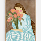 Shy Woman Pink Tulips — Illustration art print by Nikita Jariwala | Buy wall art online | Decollective
