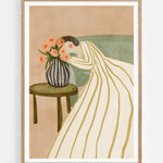 Woman Admiring Flowers — Illustration art print by Nikita Jariwala | Buy wall art online | Decollective