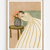 Woman Admiring Flowers — Illustration art print by Nikita Jariwala | Buy wall art online | Decollective