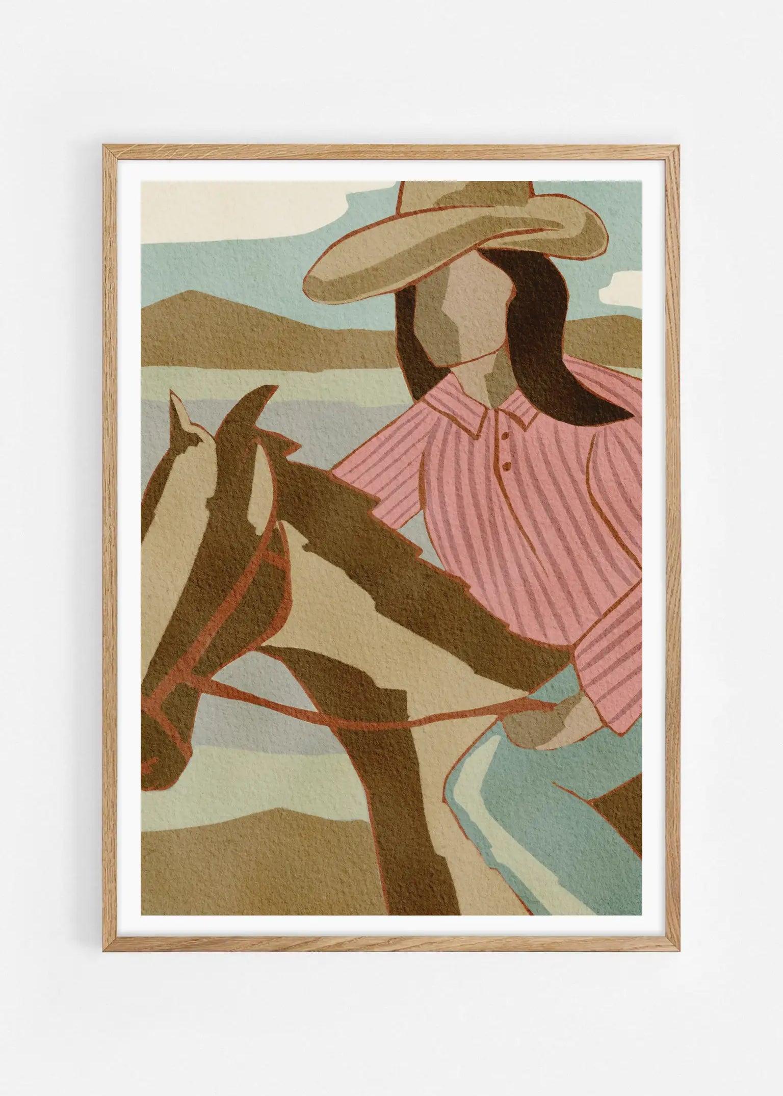 Cowgirl Mountain Ride — Illustration art print by Nikita Jariwala | Buy wall art online | Decollective