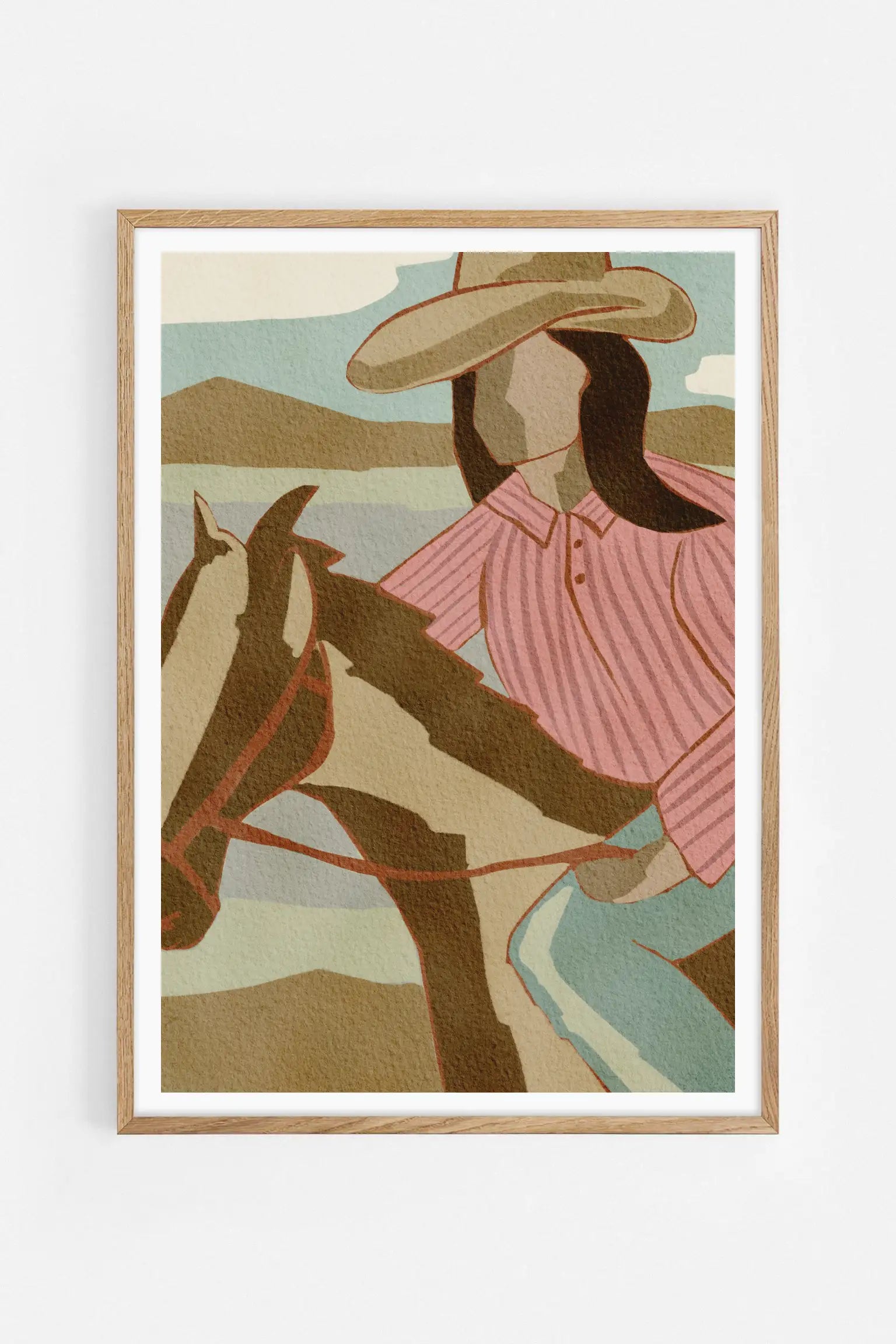Cowgirl Mountain Ride — Illustration art print by Nikita Jariwala | Buy wall art online | Decollective