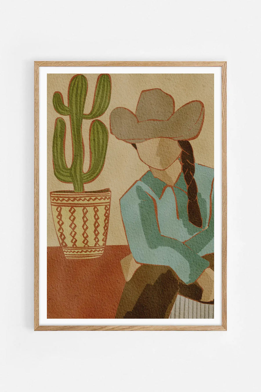 Desert Cowgirl and Cactus — Illustration art print by Nikita Jariwala | Buy wall art online | Decollective