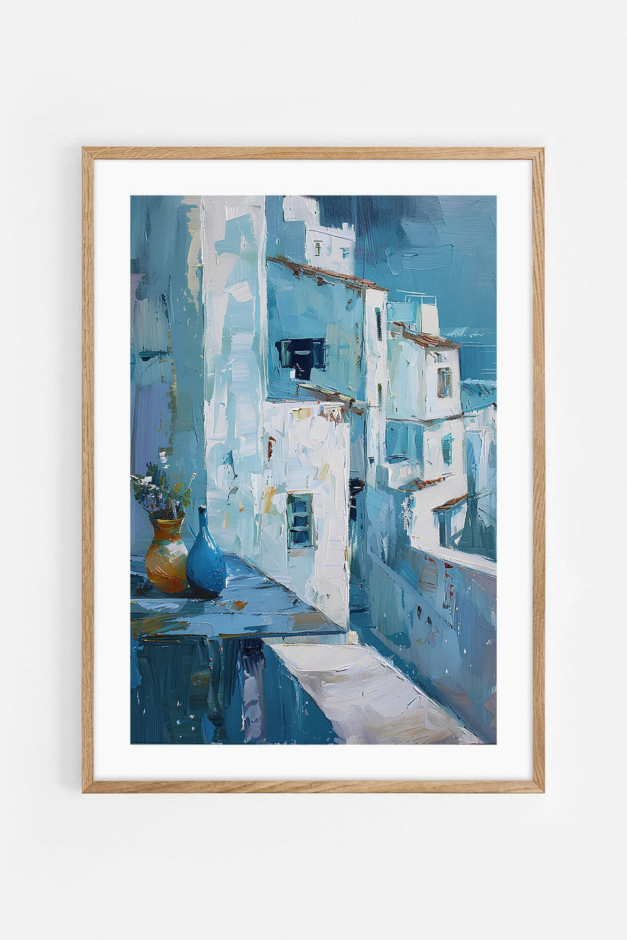 Blue houses — Abstract art print by Elena Avanesova | Buy wall art online | Decollective