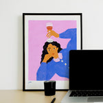 Girl in blue Art Print | Julieta Fama x decollective