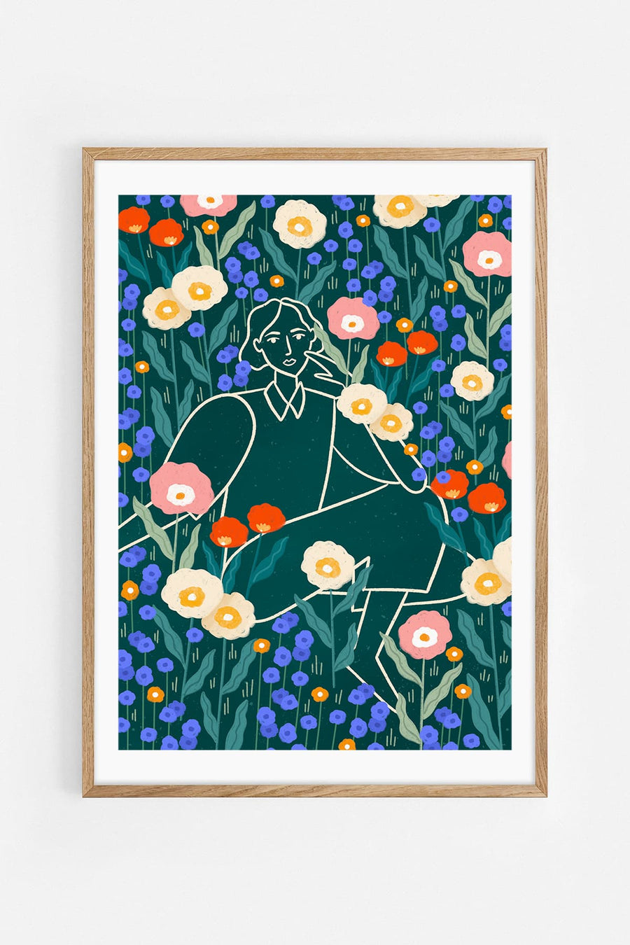 Line Lady with Florals — Illustration art print by Bea Müller | Buy wall art online | Decollective