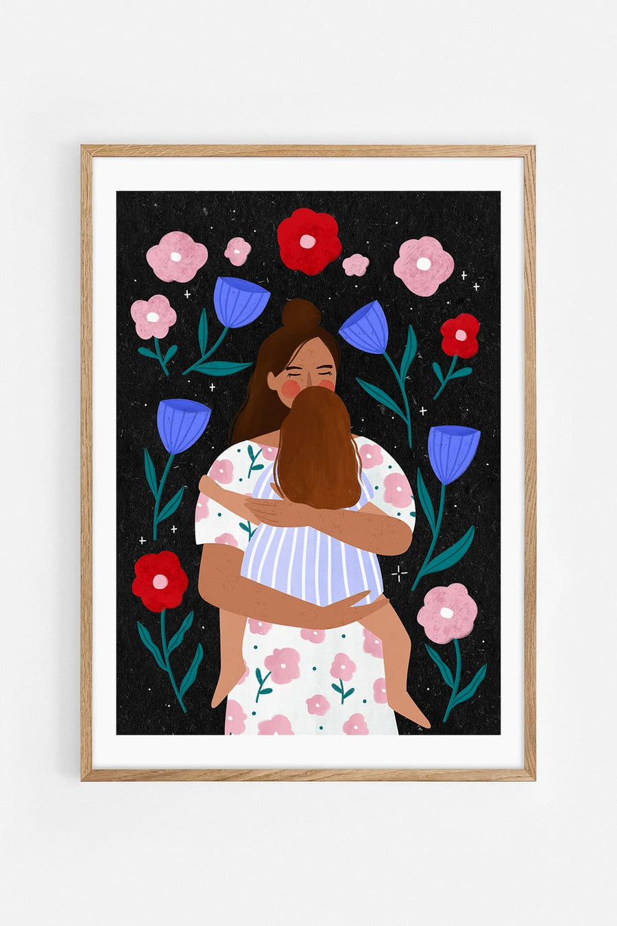 Mum Cuddles — Illustration art print by Bea Müller | Buy wall art online | Decollective