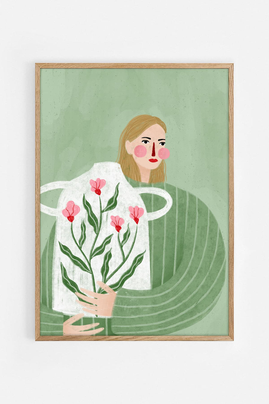 The woman with the floral vase — Illustration art print by Bea Müller | Buy wall art online | Decollective