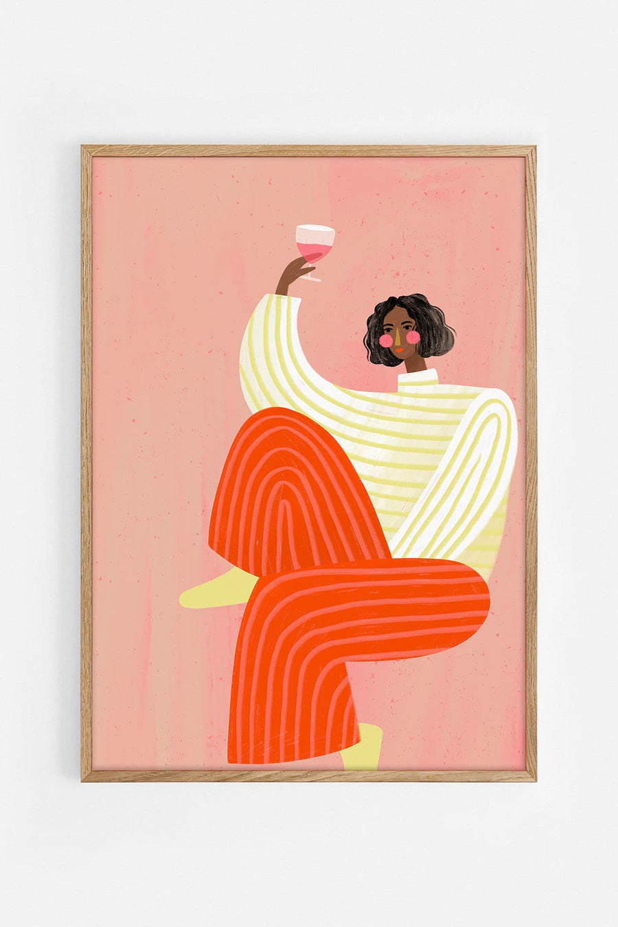 The woman with the glass of wine — Illustration art print by Bea Müller | Buy wall art online | Decollective