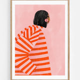 The woman with the orange stripes