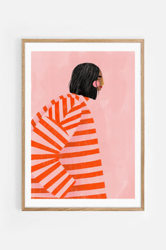 The woman with the orange stripes