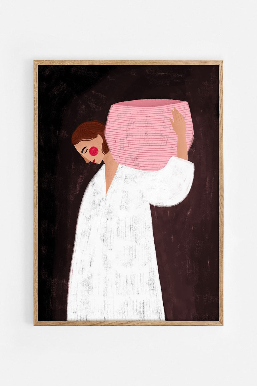 The woman with the pink basket — Illustration art print by Bea Müller | Buy wall art online | Decollective