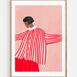 The woman with the red skirt