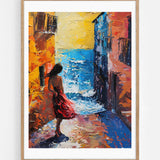 Woman walking by the sea