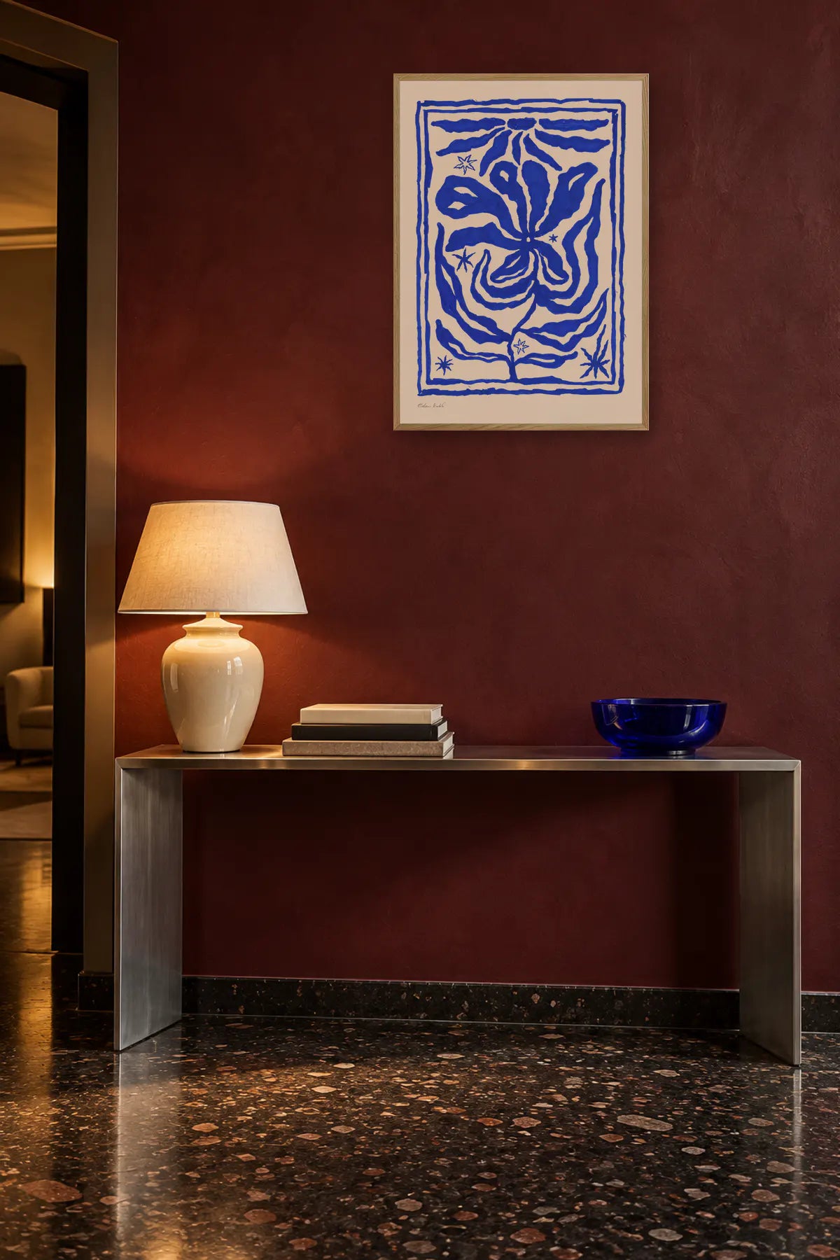 Blue Bloom by Eden Kalif — framed art in interior setting 1