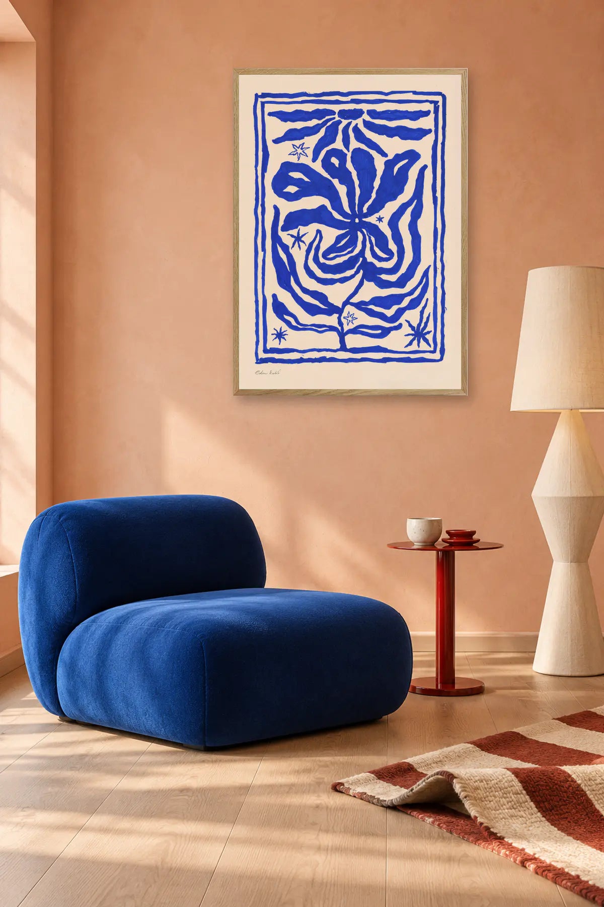 Blue Bloom by Eden Kalif — framed art in interior setting 2