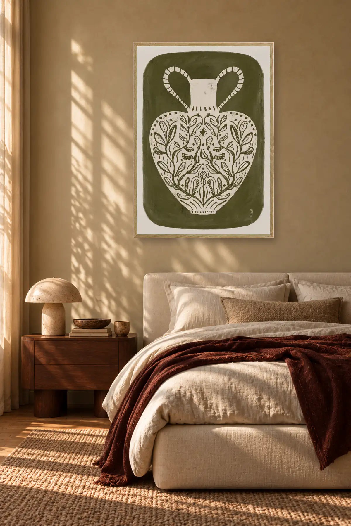 Botanical Folk Vase by Dirkie Nell — framed art in interior setting 3