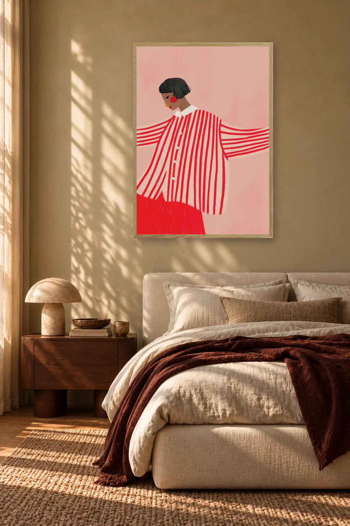 Confident Woman In Stripes by Bea Müller — framed art in interior setting 2