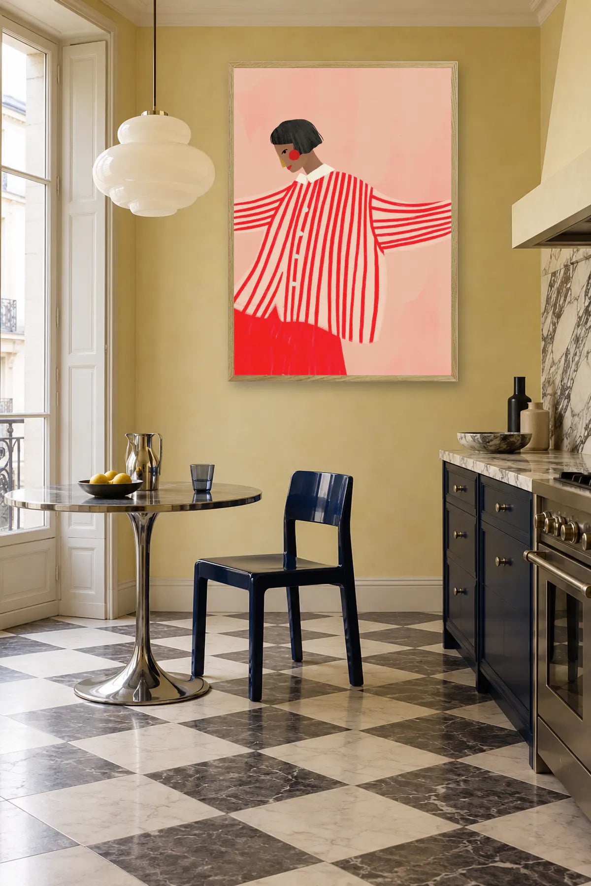 Confident Woman In Stripes by Bea Müller — framed art in interior setting 3