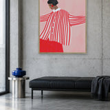 Confident Woman In Stripes by Bea Müller — framed art in interior setting 4