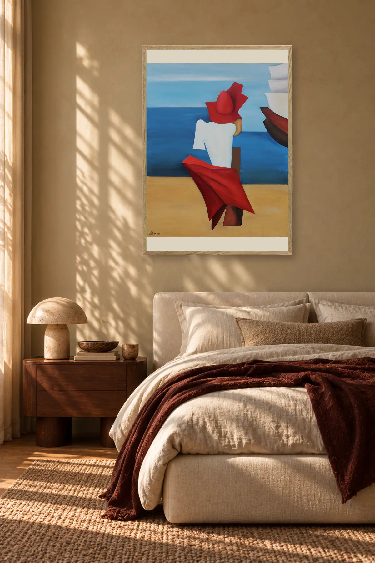 Red Hat By The Sea by Alexander Trifonov — framed art in interior setting 1