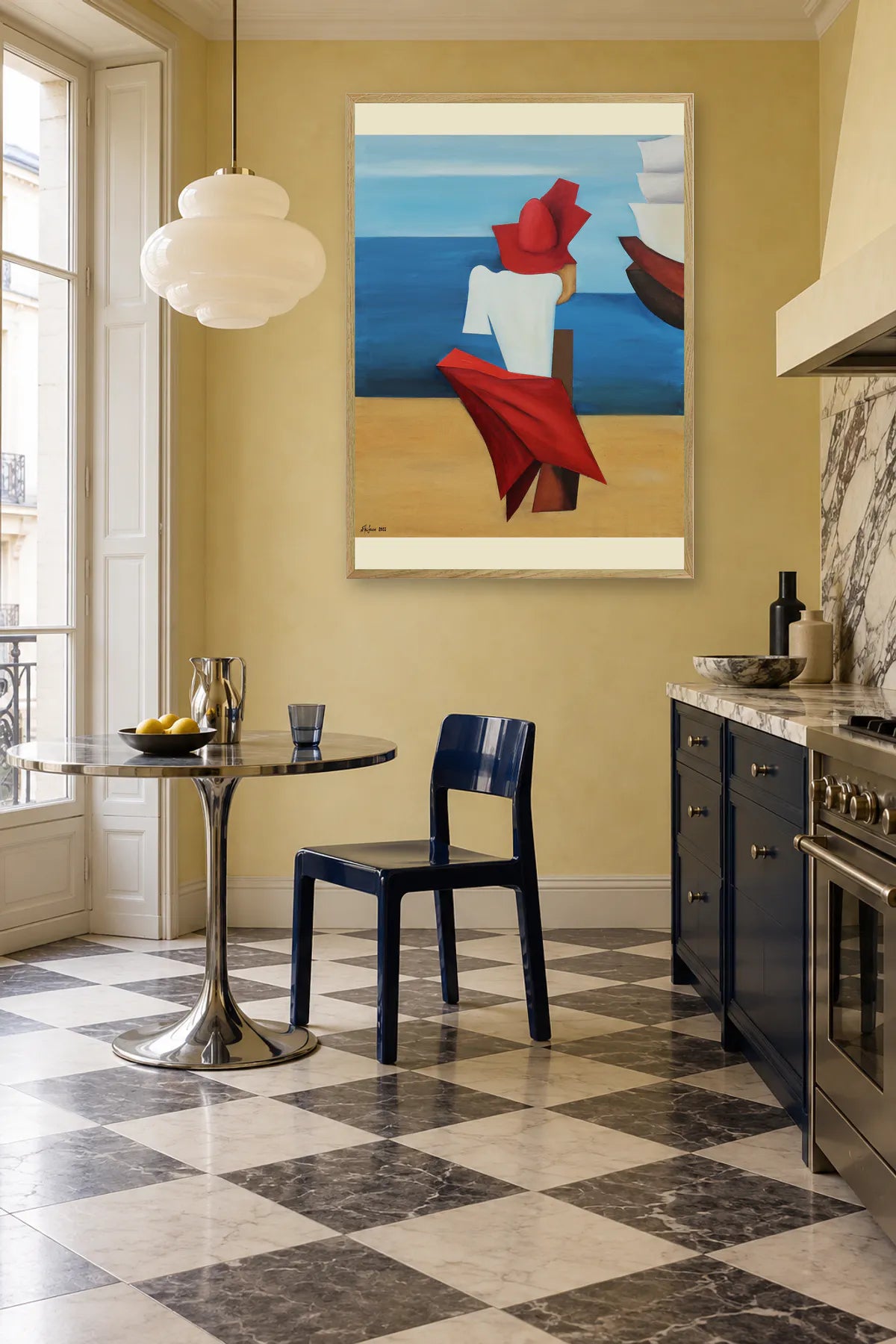 Red Hat By The Sea by Alexander Trifonov — framed art in interior setting 2