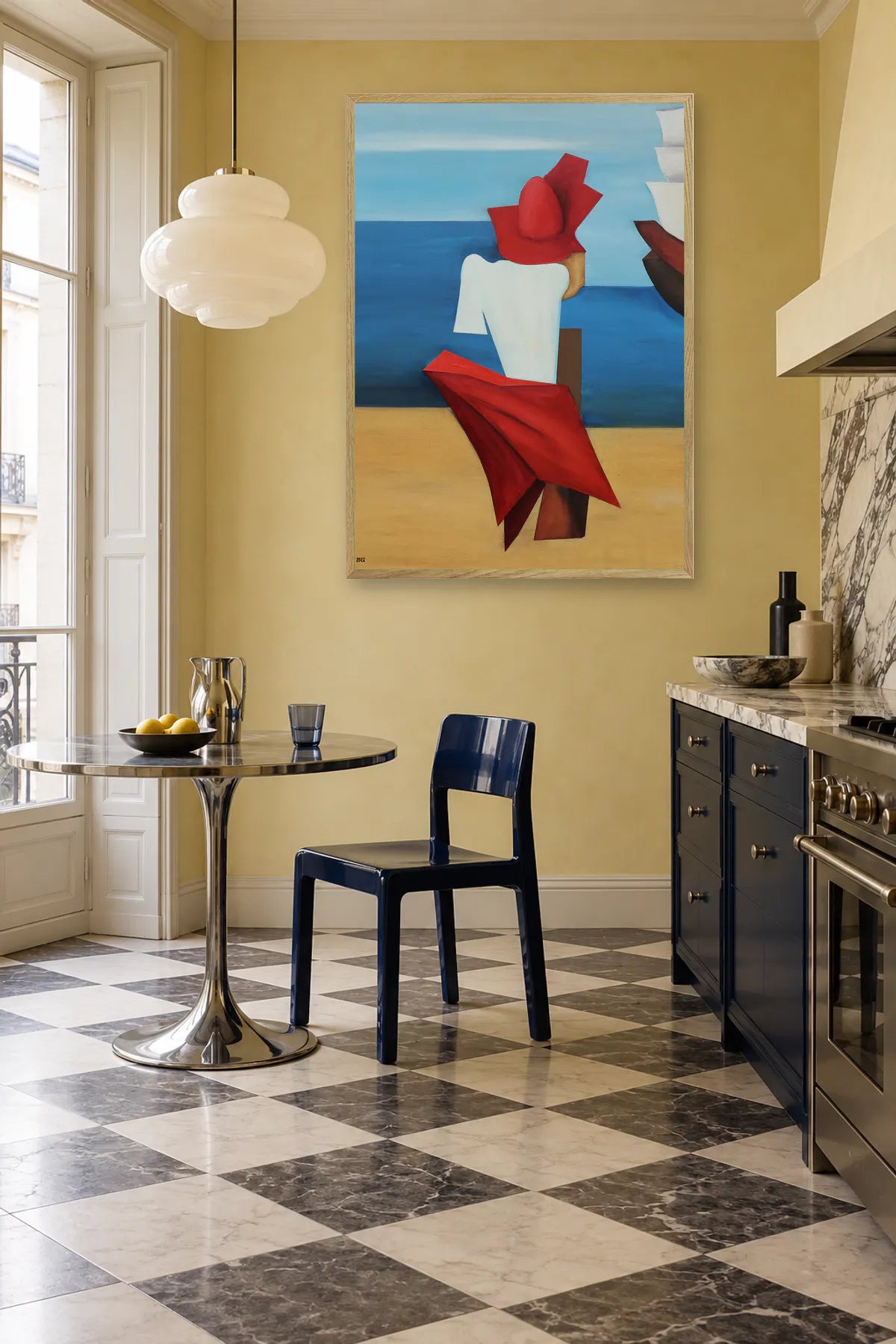 Red Hat By The Sea by Alexander Trifonov — framed art in interior setting 2