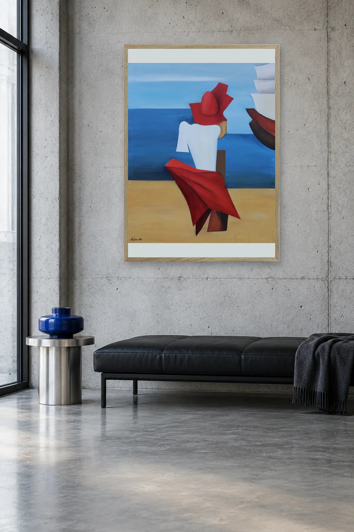 Red Hat By The Sea by Alexander Trifonov — framed art in interior setting 3