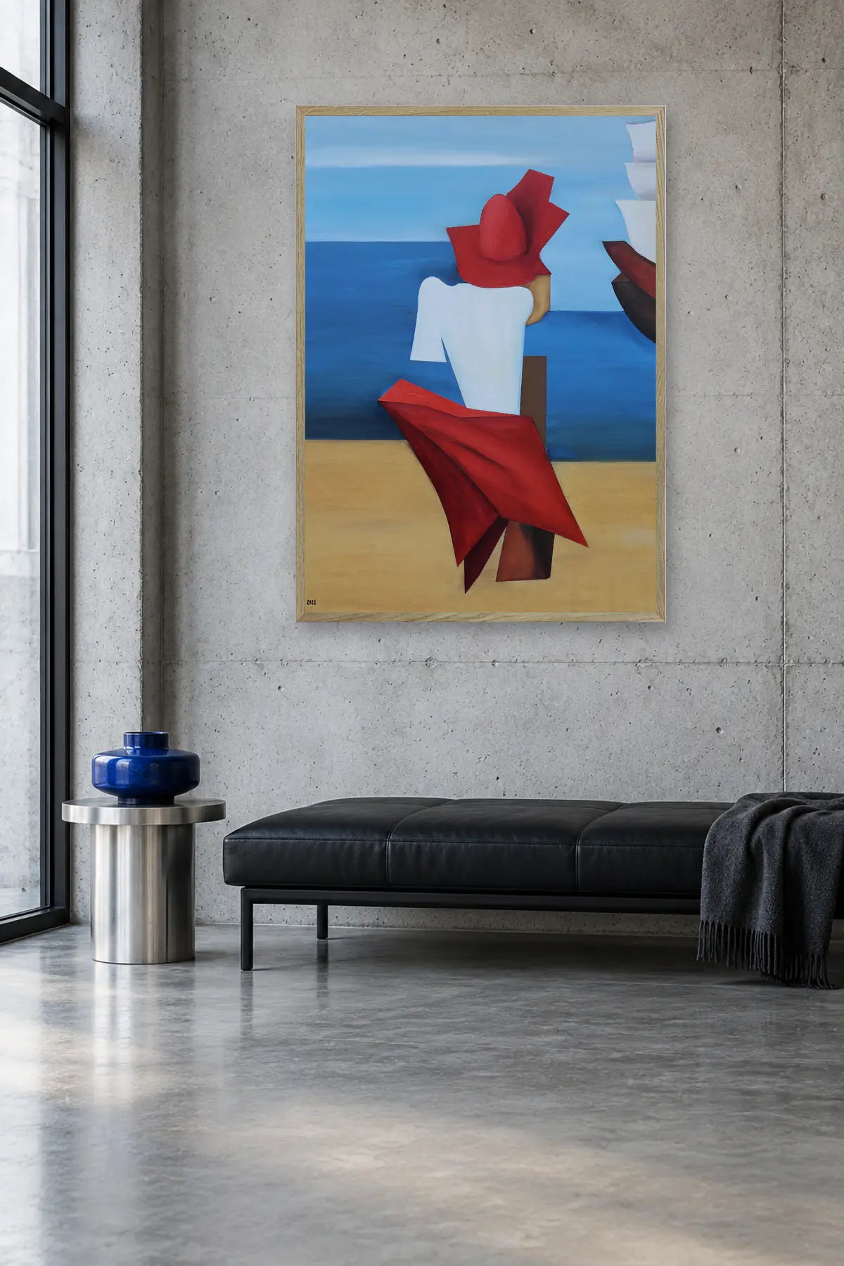 Red Hat By The Sea by Alexander Trifonov — framed art in interior setting 3