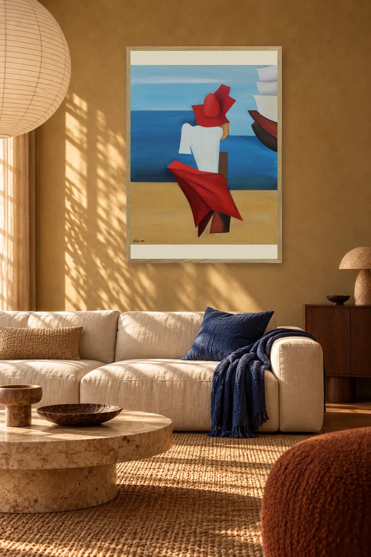 Red Hat By The Sea by Alexander Trifonov — framed art in interior setting 4
