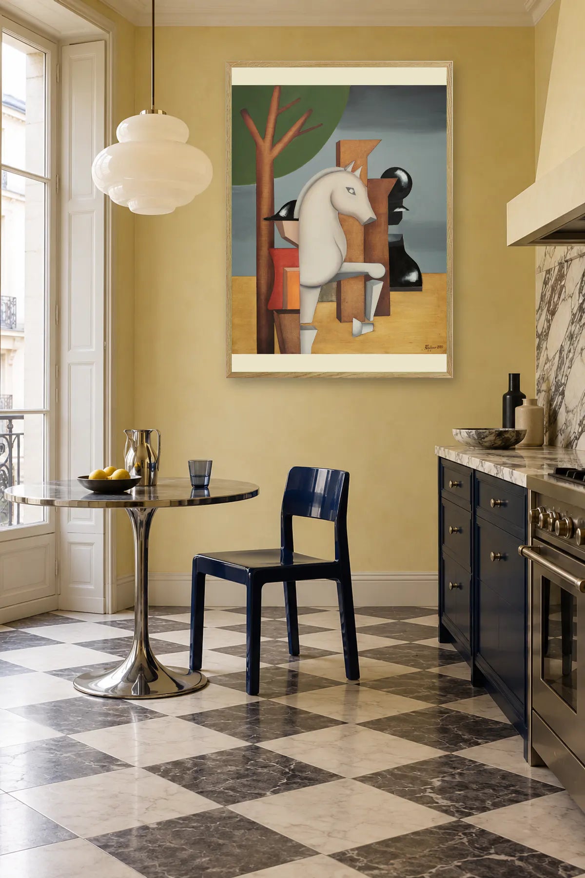 Strategic Chess Knight by Alexander Trifonov — framed art in interior setting 1